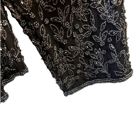 Scala, Womens Silk Beaded Black Formal Evening Jacket, Large - Picture 14 of 15
